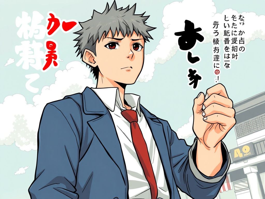 Japanese manga cover with a determined student