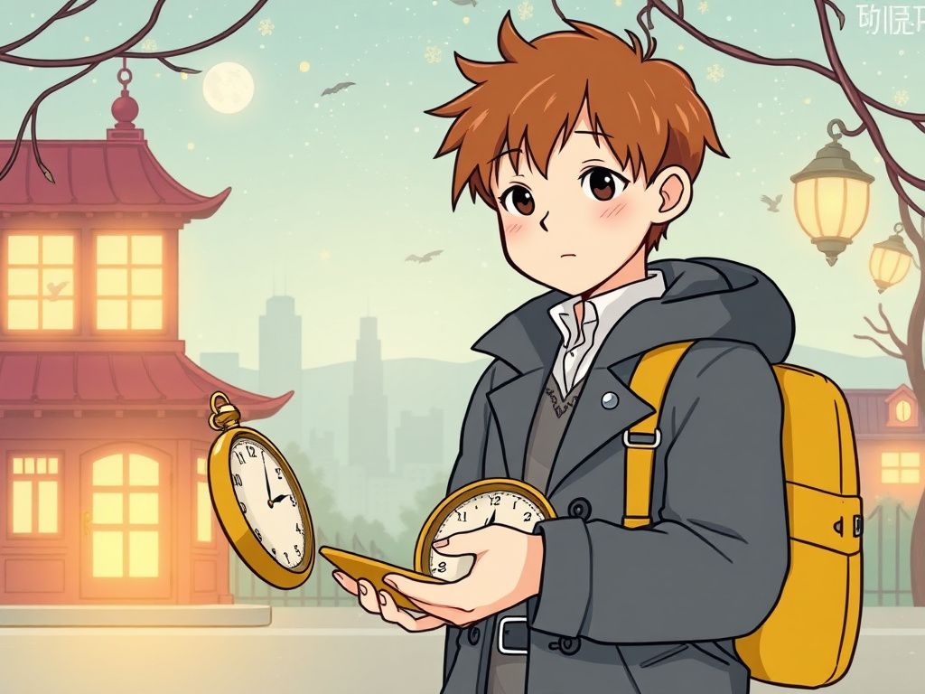 Korean webtoon cover with a time travel pocket watch